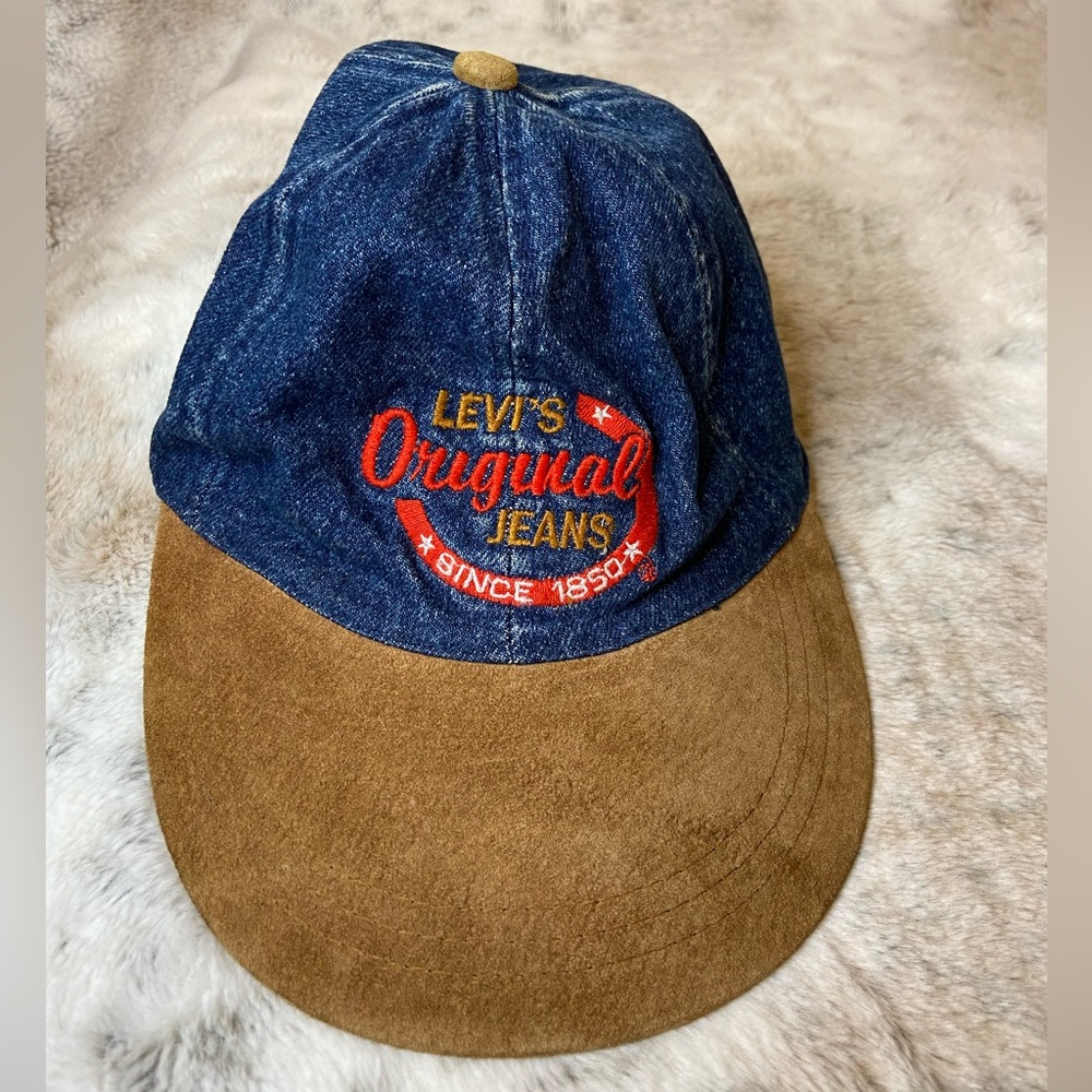 Vintage Levi’s Denim & Brown Suede Leather Bill Strapback Cap